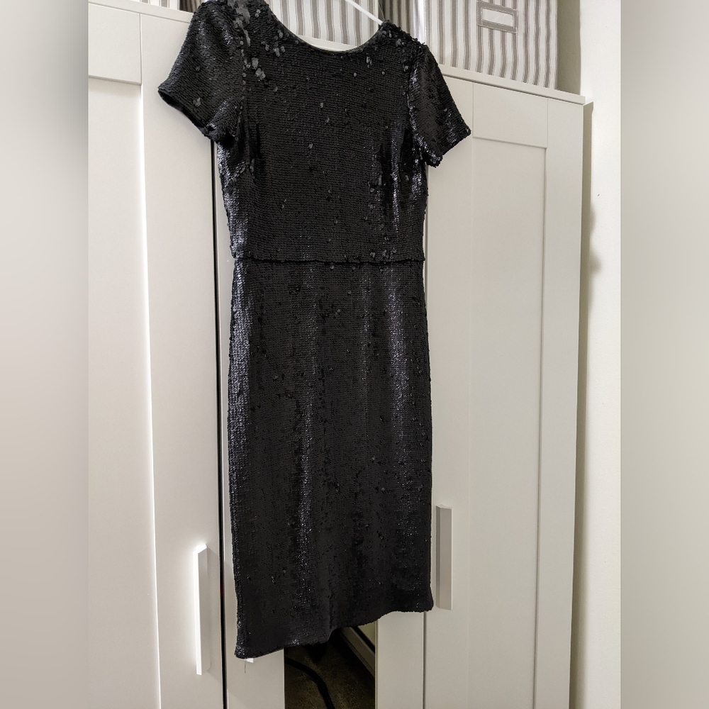 Betty Sequined Woven Black Evening Dress BCBG